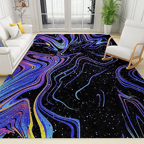PAJEON Neon-Teppich, Fluoreszierend, Violett, Lila Und Schwarz Teppiche Gegend, 180 x 270 cm Maschinengewebt Flachgewebter Teppich - für Wohnzimmer, Kinderzimmer, Schlafzimmer und die Küche von PAJEON