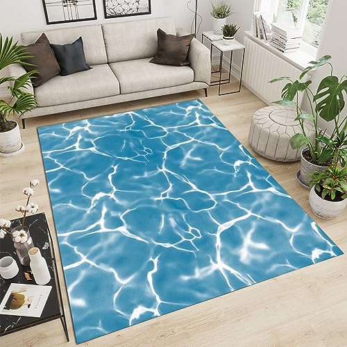 PAJEON Schwimmbad Kräuselungsmuster Mit Klarem Wasser Teppiche Gegend, 80 x 150 cm Maschinengewebt Schlafzimmerteppich - für Schlafzimmer Wohnzimmer Esszimmer Balkon von PAJEON