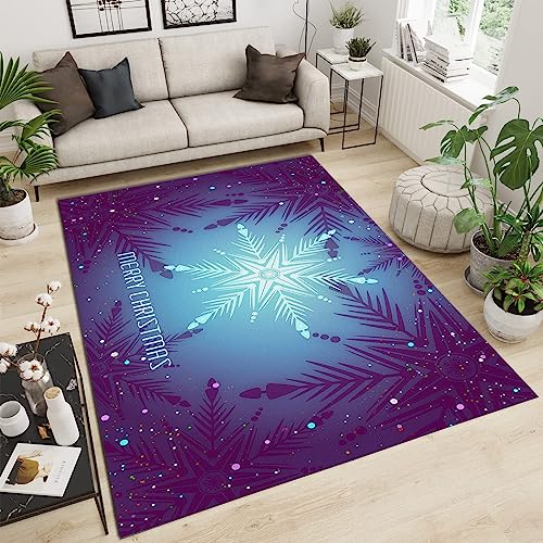 PAJEON Weihnachten Bunte Schöne Schneeflocke Teppiche, 70 x 140 cm Kurzflor Kinderteppich - für Terrasse Garten, Küche, Bad Oder von PAJEON