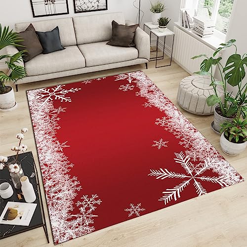 PAJEON Weihnachtsschneeflocke Einfaches Und Kreatives Design Teppiche Gegend, 80 x 150 cm Maschinengewebt Schlafzimmerteppich - für Schlafzimmer Wohnzimmer Esszimmer Balkon von PAJEON