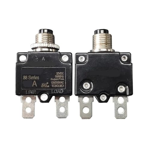 PAJPXPCD 2 pcs 88 Series 10A Straight PIN Metal Nut Circuit Breaker Manual Reset Thermal Overload Protector Switch PAJPXPCD 2 pcs 88 Series 10A Straight PIN Metal Nut Circuit Breaker Manual Reset Thermal Overload Protector Switch von PAJPXPCD