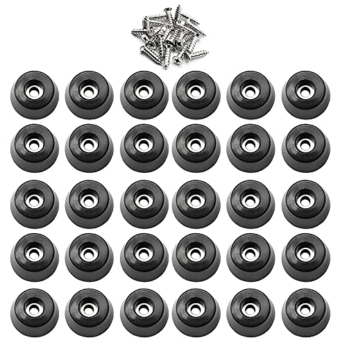 30 Stück Gummifuß Schwarz,Gummipuffer mit Schrauben enthalten，Waschmaschine Trockner Dämpfer Pads Gummifüße für Schrank für Möbelschränke (30 * 22 * 15mm) von PAKASEPT