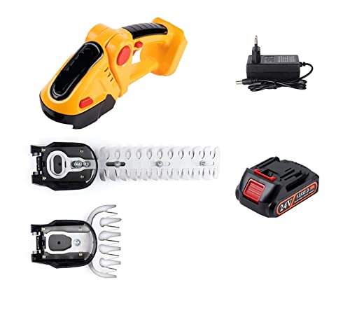 2 In 1 Elektrische Heckenschere 13000rpm Haushalt Rasenmäher Garten Busch Schere Gras Schere Power Tool (Color : Option 2 - Yellow, Size : S) von PAKJEL