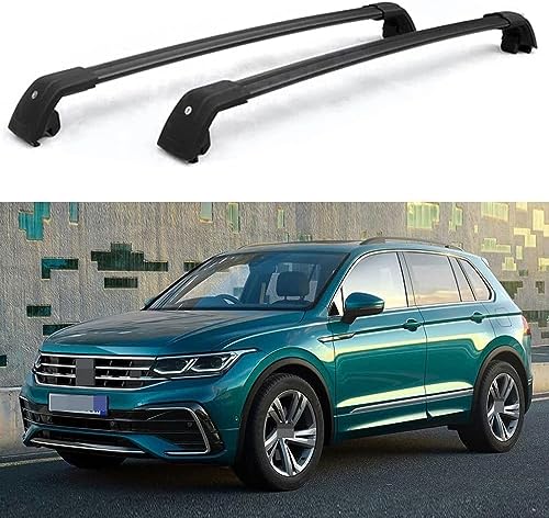 PAKJEL 2 Stück Auto Dachträger Querträger für VW Tiguan R-Line 2017 2018 2019 2020 2021 2022 2023 Auto Dachgepäckträger Gepäckträger Relingträger Dachreling Trägerhalter Zubehör. von PAKJEL