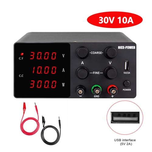 PAKLIF 4 Ziffern Switching. DC Laborstromversorgung Mini reguliert einstellbar schwarz USB Netzteile 6. 0V 30V 10A 5A Feinregulierung 0.001a.(SPS-W3010-Black) von PAKLIF