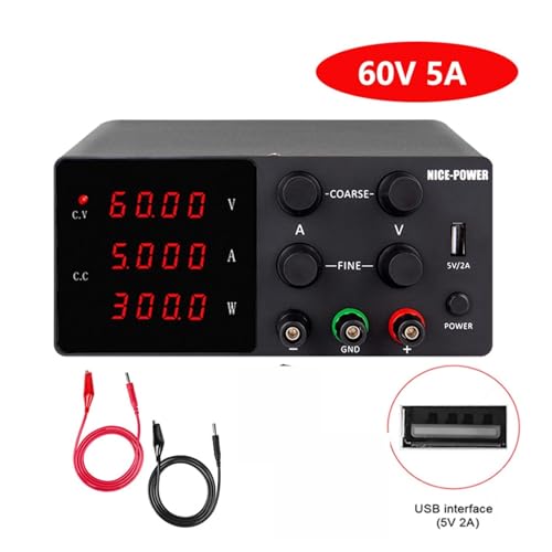 PAKLIF 4 Ziffern Switching. DC Laborstromversorgung Mini reguliert einstellbar schwarz USB Netzteile 6. 0V 30V 10A 5A Feinregulierung 0.001a.(SPS-W605-Black) von PAKLIF