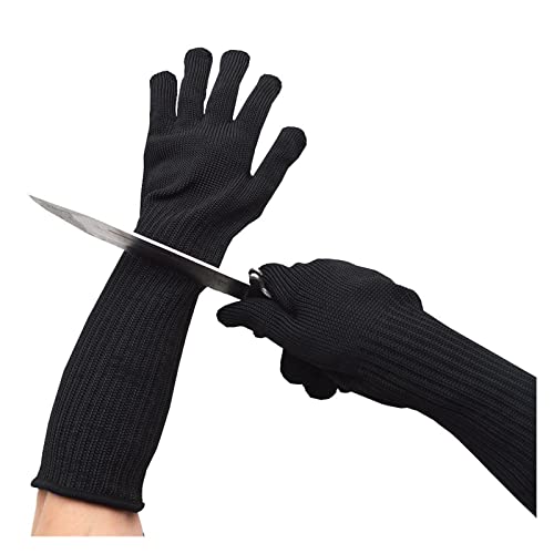 PAKLIF Schnittfeste Handschuhe 1 Paar Lange Anti-Cut-Arbeitshandschuhe Metall-Edelstahl-Drahtschnittfeste Handschuhe Anti-Messer-Taktische Metzger-Schutzhandschuhe Sicherheitsarbeitshandschuhe von PAKLIF