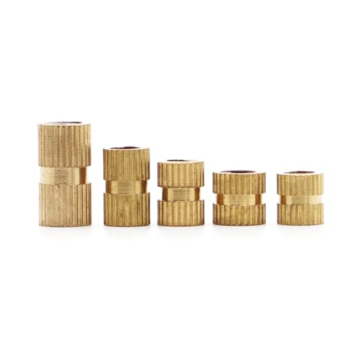 100 Stück M2-M3 Kupfereinsätze Muttern Messing Double Pass Rändelgewindemutter, 100 Stück, M2X3X3,5 von PAKMEZ