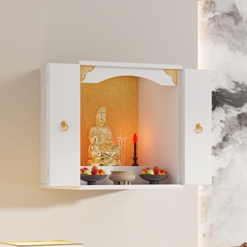 Altar-Meditation Tisch, Neuer Schrank im chinesischen Stil Opfertisch, Für Buddha-statuen Teekannen Und Tischdekoration Vielseitige Holzbasis Für Wohnzimmer Und Büros(White,50*40cm/20*16in) von PAKMEZ