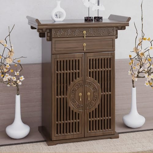 Altarschrank aus Bambus, Buddhistischer Schrein-Altartisch für den Haushalt mit Einziehbarer Zugplatte, Mit Schubladen Aufbewahrung, FüR Gebete, Weissagung, Anbetung(Brown,100*40cm/39*15in) von PAKMEZ