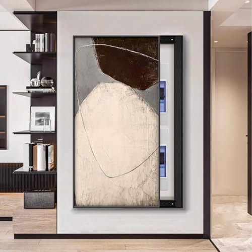 Aluminiumrahmen Zählerkasten mit Dekorativem Gemälde Verstecken, Anschlusskasten Dauerhafte Wandabdeckung, Einfach zu Installierende, Für Büro Esszimmer(Black 3,50 * 80cm/19 * 31in) von PAKMEZ