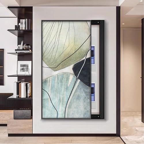 Aluminiumrahmen Zählerkasten mit Dekorativem Gemälde Verstecken, Anschlusskasten Dauerhafte Wandabdeckung, Einfach zu Installierende, Für Büro Esszimmer(Black 6,55 * 110cm/21 * 43in) von PAKMEZ