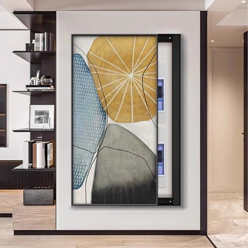Aluminiumrahmen Zählerkasten mit Dekorativem Gemälde Verstecken, Anschlusskasten Dauerhafte Wandabdeckung, Einfach zu Installierende, Für Büro Esszimmer(Black 7,50 * 80cm/19 * 31in) von PAKMEZ
