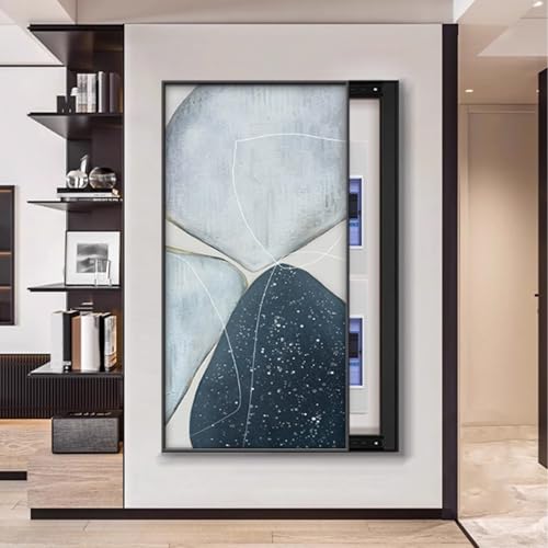 Aluminiumrahmen Zählerkasten mit Dekorativem Gemälde Verstecken, Anschlusskasten Dauerhafte Wandabdeckung, Einfach zu Installierende, Für Büro Esszimmer(Black 8,55 * 110cm/21 * 43in) von PAKMEZ
