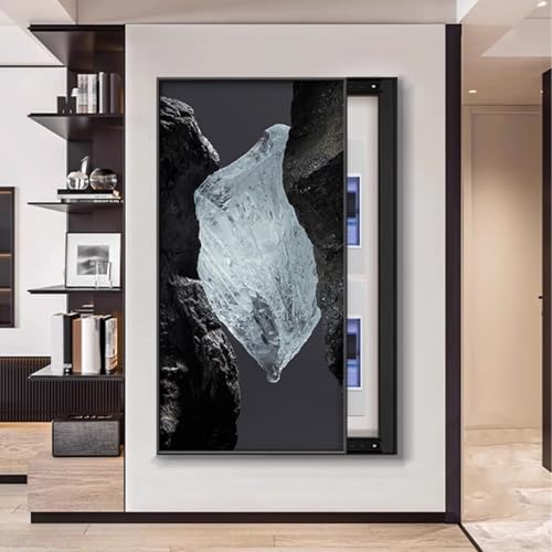 Aluminiumrahmen Zählerkasten mit Dekorativem Gemälde Verstecken, Anschlusskasten Dauerhafte Wandabdeckung, Einfach zu Installierende, Für Büro Esszimmer(Black 9,45 * 90cm/17 * 35in) von PAKMEZ