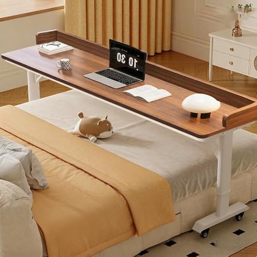 Beistelltisch C Form Höhenverstellbar mit Rollen, Gestell aus Metall, für Sofa, Bett oder Büro, Kleiner Schreibtisch, Perfekte Ergonomie für Dein Büro(Brown,120 * 40cm/47 * 15in) von PAKMEZ