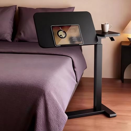 Beistelltisch C Form Höhenverstellbar mit Rollen, Perfekte Ergonomie, Pflegebett Beistelltisch, Vielseitig Platzsparend, für Home-Office, Arbeiten im Sitzen(Black) von PAKMEZ