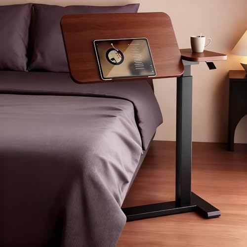 Beistelltisch C Form Höhenverstellbar mit Rollen, Perfekte Ergonomie, Pflegebett Beistelltisch, Vielseitig Platzsparend, für Home-Office, Arbeiten im Sitzen(Brown) von PAKMEZ