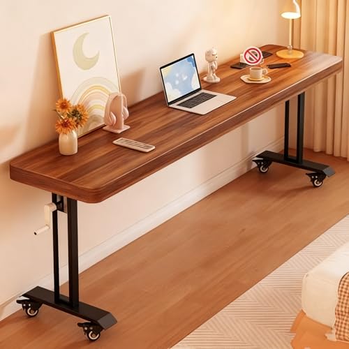 Computertisch Höhenverstellbar mit Rollen, Gestell aus Metall, Vielseitig Platzsparend, Perfekte Ergonomie, Tragbarer Betttisch für Büro Arbeitszimmer Zuhause(Brown,120 * 60cm/47 * 23in) von PAKMEZ