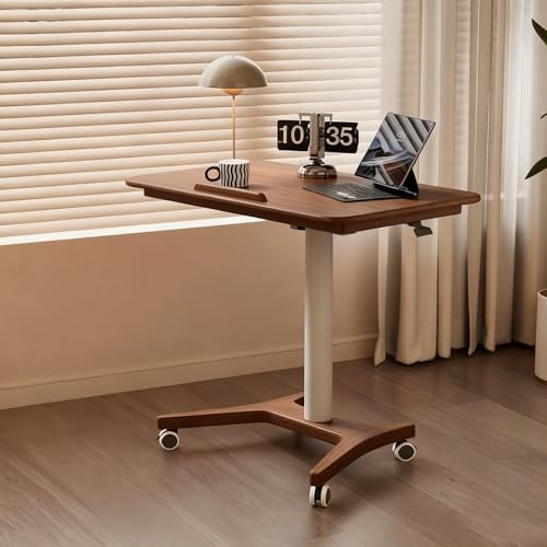Computertisch Höhenverstellbar mit Rollen, mit Luftdruckstange, Gestell aus Metall, Perfekte Ergonomie, für Home-Office, Arbeiten im Sitzen Stehen(Brown,60 * 50cm/23 * 19in) von PAKMEZ