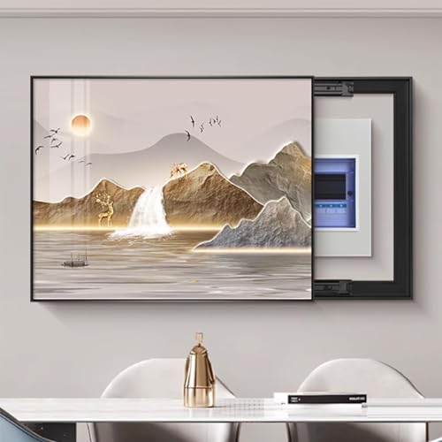 Elektrische Box Abdeckung Dekorative, Innenbereich Lackierung Versteckter Schalttafeln, Flip Cover Design, Für Büro Esszimmer Heimdekoration(Black 7,45 * 35cm/17 * 13in) von PAKMEZ