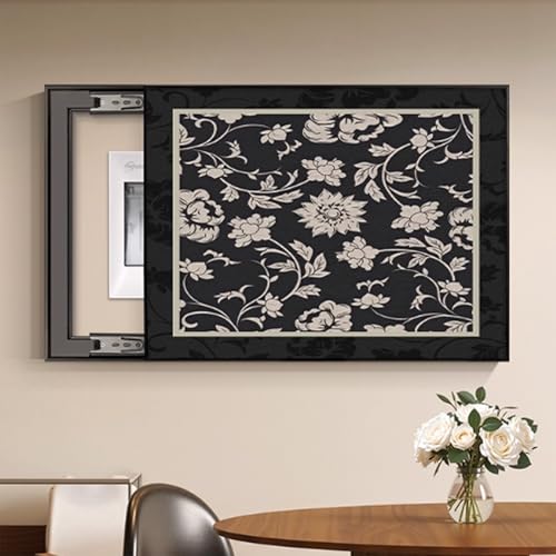 Elektrische Box Abdeckung Dekorative, Kreativ Flip-Cover Bild, Bild Verteilerkastens Gemälde Ausblenden, Für Büro Esszimmer Heimdekoration, Ideal für Ihr Zuhause(Black 6,60 * 45cm/23 * 17in) von PAKMEZ