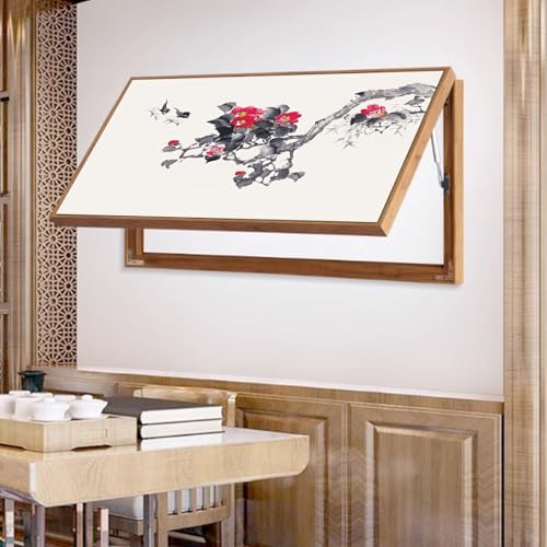 Elektrische Box Abdeckung Dekorative, Mit Hydraulischen Stangenstützen, Flip Cover Design, Für Büro Esszimmer Heimdekoration, Ideal für Ihr Zuhause(Brown 6,60 * 30cm/23 * 11in) von PAKMEZ