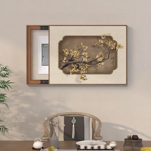 Elektrische Box Abdeckung Dekorative, Scharnier Sicherungskasten Abdeckung, Einfach zu Installierende, Für Büro Esszimmer Heimdekoration, Ideal für Ihr Zuhause(Brown 5,70 * 50cm/27 * 19in) von PAKMEZ