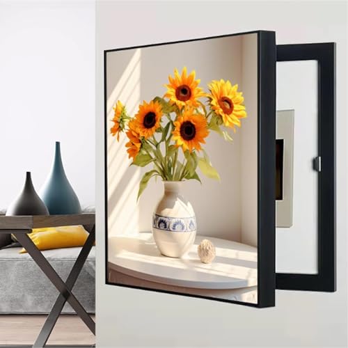 Elektrische Box Abdeckung Dekorative, Vertical Stromzähler Box, Flip Cover Design, Für Büro Esszimmer Heimdekoration, für Innen- und Außenbereich(Black 2,40 * 60cm/15 * 23in) von PAKMEZ