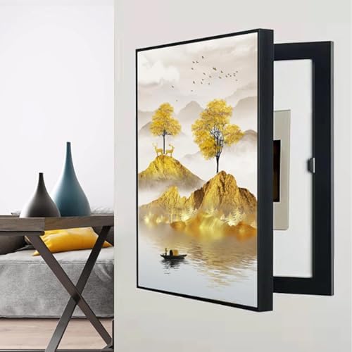 Elektrische Box Abdeckung Dekorative, Vertical Stromzähler Box, Flip Cover Design, Für Büro Esszimmer Heimdekoration, für Innen- und Außenbereich(Black 3,50 * 70cm/19 * 27in) von PAKMEZ