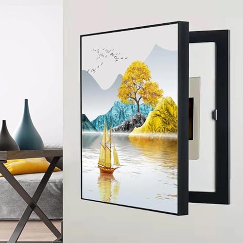 Elektrische Box Abdeckung Dekorative, Vertical Stromzähler Box, Flip Cover Design, Für Büro Esszimmer Heimdekoration, für Innen- und Außenbereich(Black 4,40 * 60cm/15 * 23in) von PAKMEZ