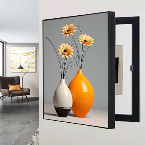 Elektrische Box Abdeckung Dekorative, Vertical Stromzähler Box, Flip Cover Design, Für Büro Esszimmer Heimdekoration, für Innen- und Außenbereich(Black 5,45 * 55cm/17 * 21in) von PAKMEZ