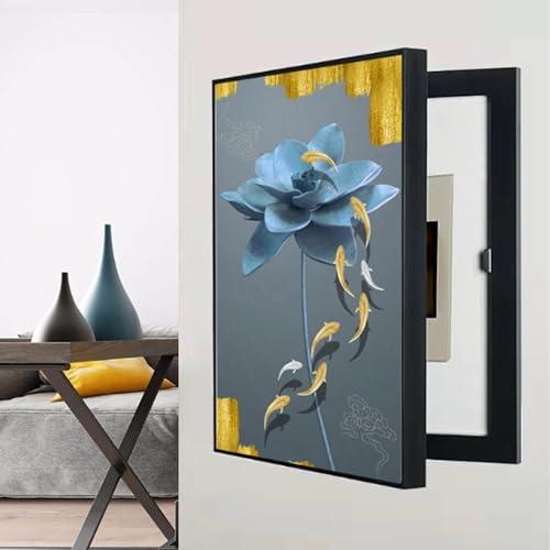 Elektrische Box Abdeckung Dekorative, Vertical Stromzähler Box, Flip Cover Design, Für Büro Esszimmer Heimdekoration, für Innen- und Außenbereich(Black 7,60 * 70cm/23 * 27in) von PAKMEZ