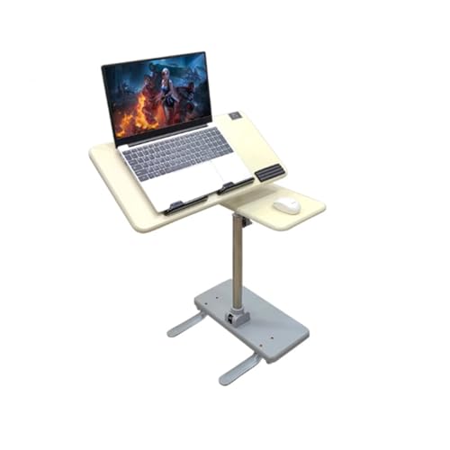 Höhenverstellbarer Beistelltisch mit 4 Rollen, Gestell aus Metall, Vielseitig Platzsparend, Perfekte Ergonomie, für Home-Office, Arbeiten im Sitzen Stehen(Beige) von PAKMEZ