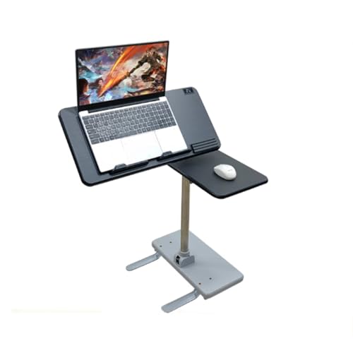 Höhenverstellbarer Beistelltisch mit 4 Rollen, Gestell aus Metall, Vielseitig Platzsparend, Perfekte Ergonomie, für Home-Office, Arbeiten im Sitzen Stehen(Black) von PAKMEZ