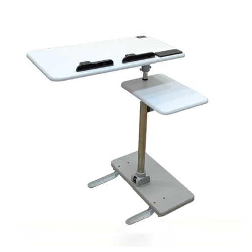 Höhenverstellbarer Beistelltisch mit 4 Rollen, Gestell aus Metall, Vielseitig Platzsparend, Perfekte Ergonomie, für Home-Office, Arbeiten im Sitzen Stehen(White) von PAKMEZ