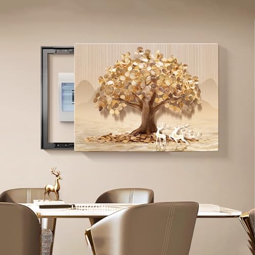 Kreativität Elektrische Box Abdeckung Dekorative, Flip Cover Design, Kostenloses Bohren Elektrisches Panel Dekorations, Für Büro Esszimmer Heimdekoration(Gold 2,55 * 45cm/21 * 17in) von PAKMEZ