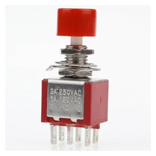 PAKMEZ 5pcs 6 Pin C-NO-NC 6mm Momentary Automatic Push Button Switch 2A 250VAC/5A 120VAC Toggle Switches DS-622 von PAKMEZ