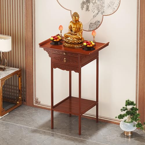PAKMEZ Altartisch, Bambus Meditationstisch für Tischplatte, für den Haushalt mit Einziehbarer Zugplatte, Für Die Platzierung Ihrer Spirituellen Dekoration(50 * 33 * 100cm/19 * 12 * 39in) von PAKMEZ