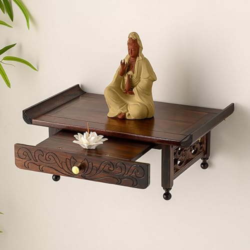 PAKMEZ Altartisch aus Holz, Chinesischer Buddha-Nischenschrank, Mit Einziehbarer Zugplatte, Buddhistischer Entspannung Tisch, FüR Gebete, Wahrsagung, Anbetung(60 * 25 * 16cm/23 * 9 * 6in) von PAKMEZ
