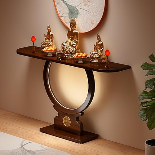 PAKMEZ Altartisch aus Holz Schrein Altar, mit LED-Licht, Bambus Meditationstisch für Tischplatte, Chinesischer Stil Altar Table Für Gebete Weissagung Anbetung(120 * 28 * 78cm/47 * 11 * 31) von PAKMEZ
