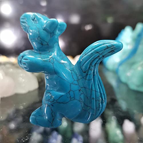 PAKMEZ Blau-türkis geschnitztes Tier künstlichem Stein, Kristallschnitzerei, Eichhörnchen-Figur von PAKMEZ