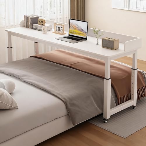 PAKMEZ Computertisch Höhenverstellbar mit Rollen, Pflegetisch mit Schallwand Metallrahmen, Vielseitig Platzsparend, für Home-Office, Arbeiten im Sitzen(White,120 * 40cm/47 * 15in) von PAKMEZ