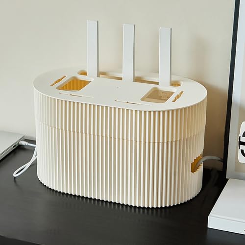 PAKMEZ Home Router Aufbewahrungsbox, Steckdosenleisten-Schutzabdeckung, Kabel Management Box, Kleine WLAN-Boxen für zu Hause, PP-Organisatoren-, Heimdekoration(34 * 22 * 20cm/13 * 8 * 7in) von PAKMEZ