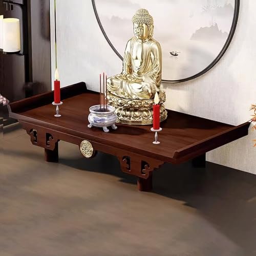 PAKMEZ Kleiner buddhistischer Schrein-Altartisch, Bambus Meditationstisch für Tischplatte, Buddhistischer Entspannung Tisch, FüR Gebete, Wahrsagung, Anbetung(54 * 28 * 10cm/21 * 11 * 4in) von PAKMEZ