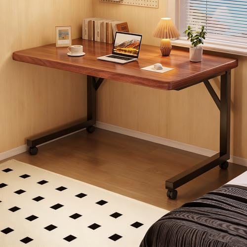 PAKMEZ Laptoptisch Adjustierbarer Beistelltisch Mit Rollen, Pflegetisch mit Schallwand Metallrahmen, Tragbarer Betttisch für Büro Arbeitszimmer Zuhause(Brown,80 * 40 * 65cm/31 * 15 * 25in) von PAKMEZ