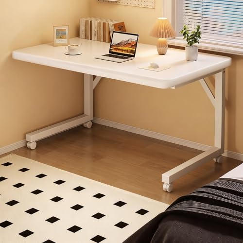 PAKMEZ Laptoptisch Adjustierbarer Beistelltisch Mit Rollen, Pflegetisch mit Schallwand Metallrahmen, Tragbarer Betttisch für Büro Arbeitszimmer Zuhause(White,60 * 40 * 77cm/23 * 15 * 30in) von PAKMEZ