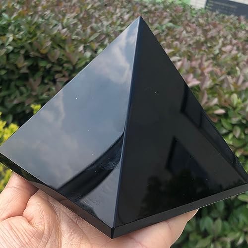 PAKMEZ Schwarze Obsidian-Pyramide, natürliche dreieckige Kristallspitze, Schwarze Obsidian-Pyramide (Size : 100mm) von PAKMEZ