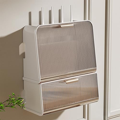PAKMEZ WiFi-Aufbewahrungsbox zur Wandmontage, Dekoratives Schwimmendes Regal mit Einzelner Tür für Wohnzimmer, unsichtbare ausgehö, für Heimdekoration(White) von PAKMEZ