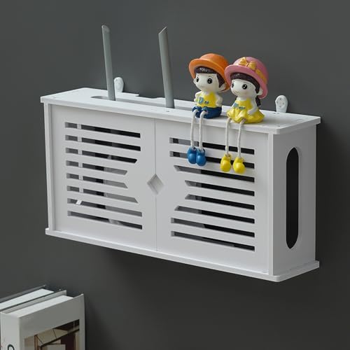 PAKMEZ WiFi-Aufbewahrungsbox zur Wandmontage, Freistehender Schrank-Organizer, Etagere Pour Decodeur, Kabel Management Box, Unsichtbare Ausgehö, für Heimdekoration(46 * 11 * 22cm/18 * 4 * 8in) von PAKMEZ